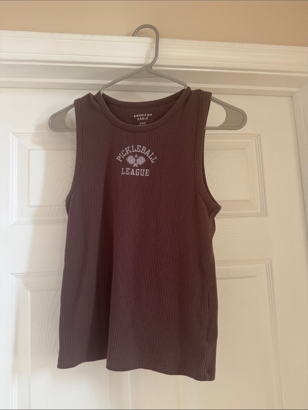 American Eagle Brown ‘Pickleball League' Ribbed Tank Top